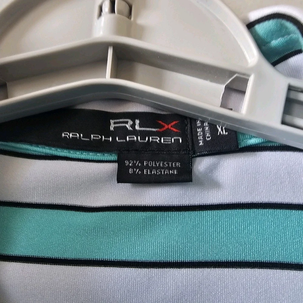 Ralph Lauren RLX Polo Shirt Mens Size XL Stripes Green Golf Vacation Comfortable